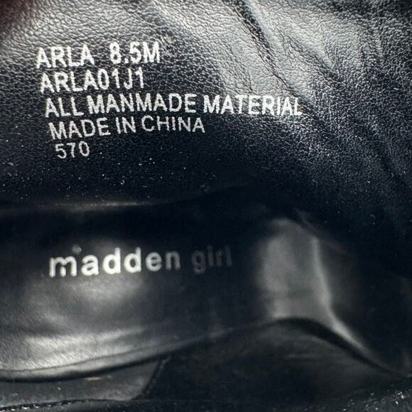 Madden Girl Arla Studded Peep Toe Booties Black 8.5M Block Heel Zip Back - Picture 6 of 8